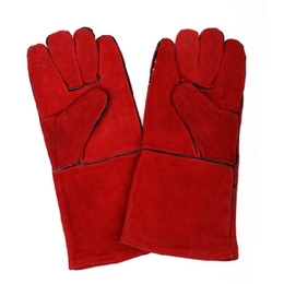 Lederen Houtkachel handschoen Rood(per paar)