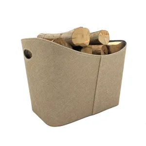 Jute en vilt houtmand | Beige