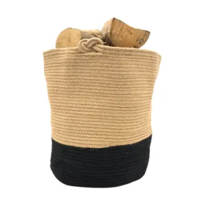 Houtmand | Jute | Rond | beige-zwart