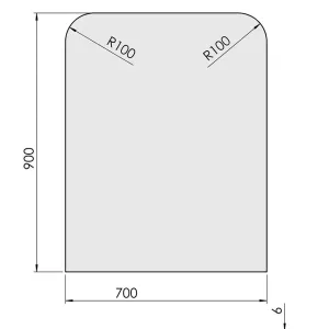 Vloerplaat | glas rechthoek| 70x90