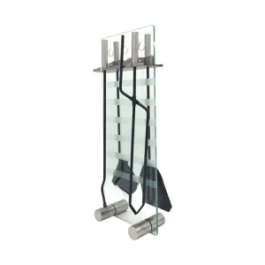 Haardset | 4-delig | glas | RVS