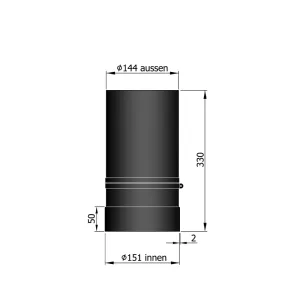 Ø 150 mm | 330 mm | zwart | schuifdeel