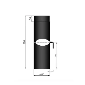 Ø 150 mm | 500 mm | zwart | smoorklep | verjonging
