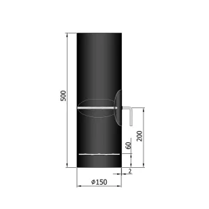 Ø 150 mm | 500 mm | zwart | condensring | deur | smoorklep