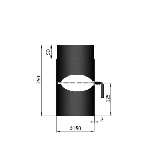 Ø 150 mm | 250 mm | zwart | smoorklep