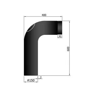 Ø 150 mm | bocht | zwart | 90º | deur