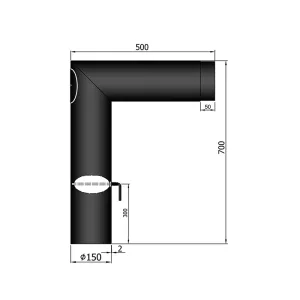 Ø 150 mm | bocht | zwart | 90º | deur | smoorklep