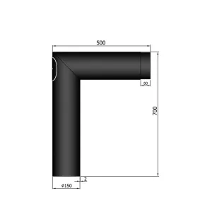 Ø 150 mm | bocht | zwart | 90º | deur