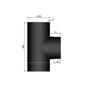 Ø 150 mm | T-stuk | zwart | F/M