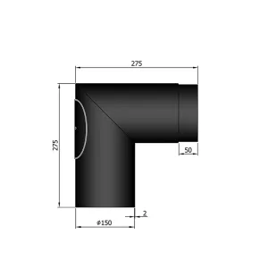 Ø 150 mm | bocht | zwart | 90º |