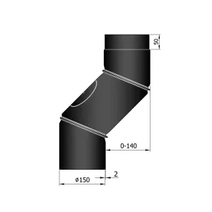 Ø 150 mm | S-bocht | zwart | verzet 140 mm | deur