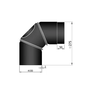 Ø 150 mm | bocht | zwart | 0-90º | deur