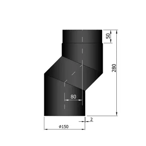 Ø 150 mm | S-bocht | zwart | verzet 80 mm