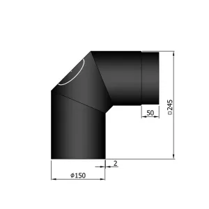 Ø 150 mm | bocht | zwart | 90º | 2x45º | deur