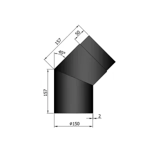 Ø 150 mm | bocht | zwart | 45º