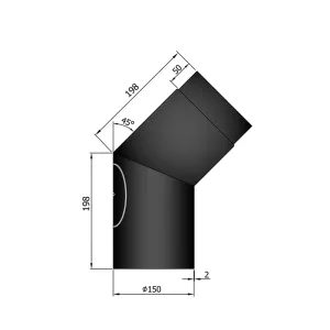 Ø 150 mm | bocht | zwart | 45º | deur