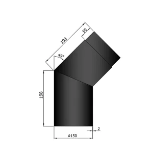 Ø 150 mm | bocht | zwart | 45º