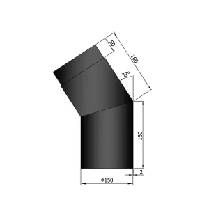 Ø 150 mm | bocht | zwart | 33º