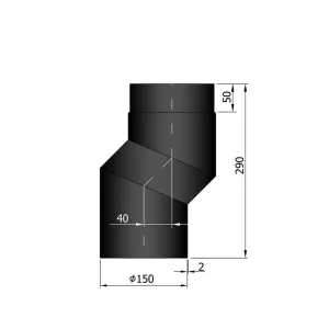 Ø 150 mm | S-bocht | zwart | verzet 40 mm