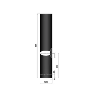 Ø 150 mm | 750 mm | zwart | condensring | deur | smoorklep